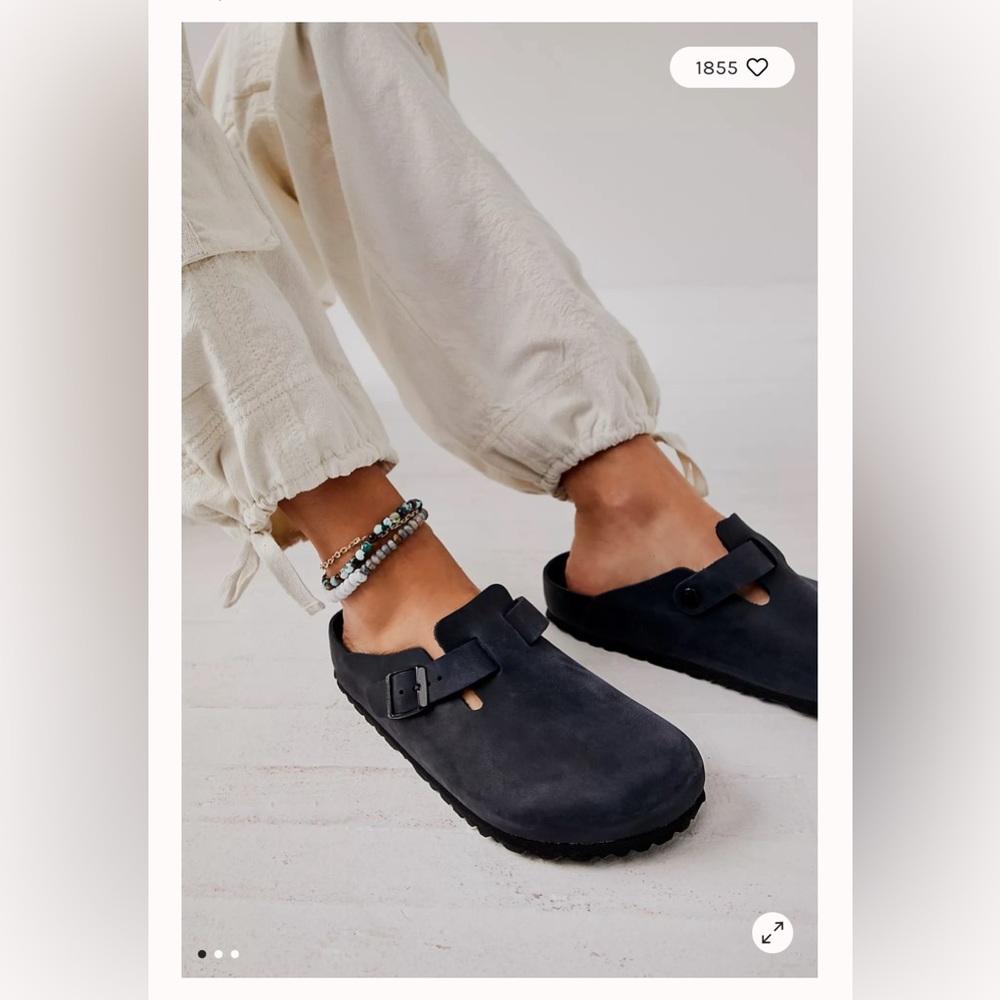 **SOLD**    Birkenstock Boston Exquisite Leather Black Blackout Men 7 Euro 40 - Picture 16 of 16